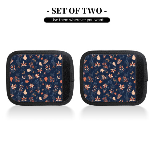 Luggage Handle Wraps Autumn Leaves Blue 2 Pcs 2