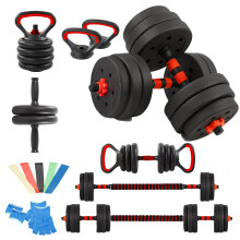 (5 in 1 Red) 20KG 5-in-1 Adjustable Dumbbell Set with Barbell Kettlebell - Home Gym Weights Set for Men Women Includes (5-Pack)