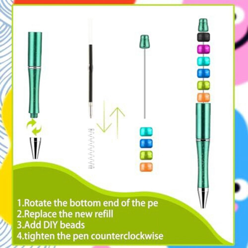 Plastic Beaded Ballpoint Pen for Kids and Students 1pc 2