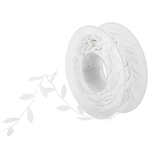 Artificial Silk Leaf Ribbon 15 m White