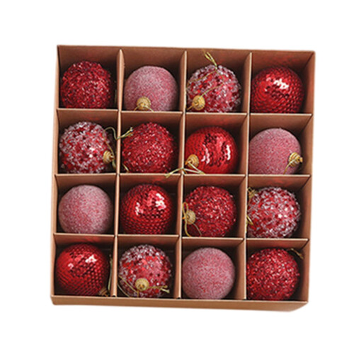 Christmas Ball Ornaments Red 16 Pieces