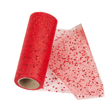 Glitter tulle mesh ribbon red 15cm width 10 yards