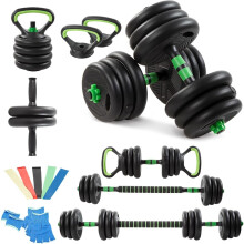 (20kg 5 in 1) 20KG 5-in-1 Adjustable Dumbbell Set with Barbell Kettlebell - Home Gym Weights Set for Men Women Includes (5-Pack)