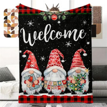 Flannel Throw Blanket Blue Snowflake Coffee Cup Design