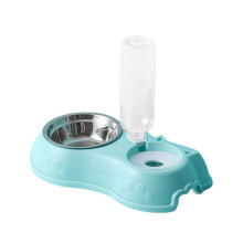 Automatic pet feeding bowl with water refill, blue