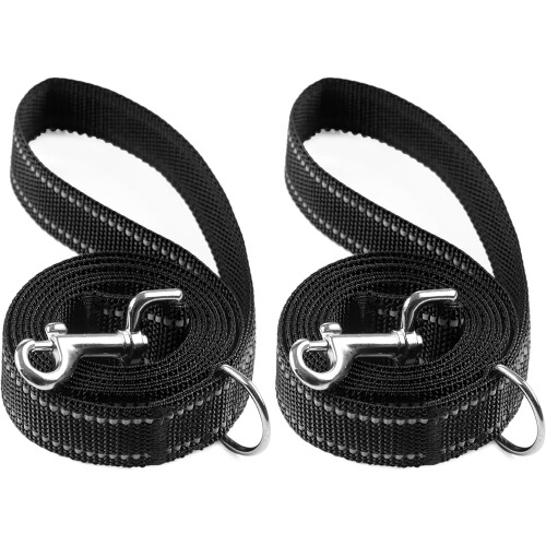 Reflective Nylon Dog Leash 1" x 6ft 2-Pack