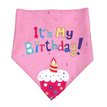Pet Birthday Triangle Scarf Pink Absorbent Dog Bib