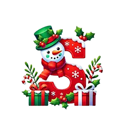 Christmas Snowman Ornament with Initial Letter, Red 1