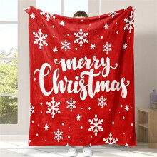 Christmas flannel throw blanket blue snowflake coffee cup