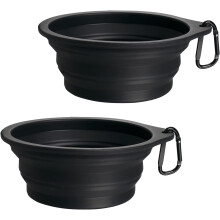 Silicone Collapsible Dog Bowl Black 2-Pack