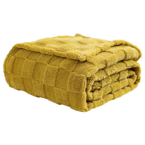 TAKTUK Throw Blanket Brown Textured Checkerboard Plush 1
