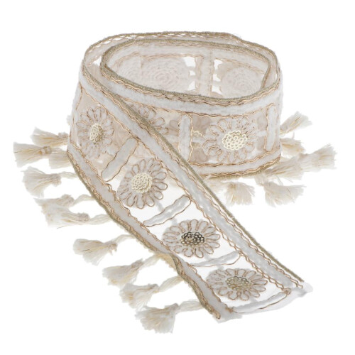 Tassel Fringe Lace Ribbon 5cm Width 1 Yard White