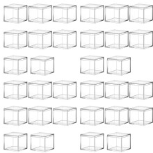 32 Pieces of Transparent Acrylic Plastic Square Square Jewelry Box Storage Box with Lid Square Container 120Ml