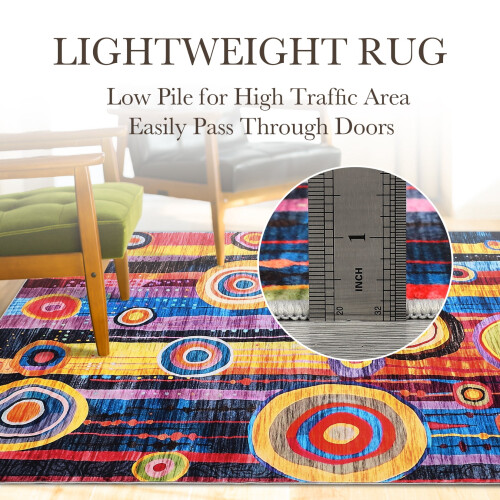 Harperlare Runner Rug Modern Low Pile 2' x 6' Red 2