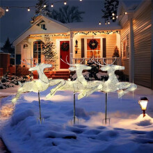 3 Lumières de Décoration D'Extérieur de Noël Décorations Lumineuses 2D Famille de Rennes Décorations de Pelouse Extérieure de Jardin Lumière