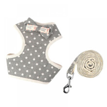 Small Dog Harness and Leash Set Plaid Vest with Bowknot