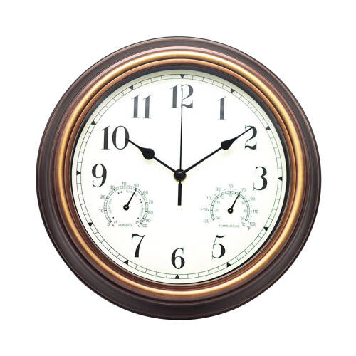 Hengsof retro outdoor clock 16 inch waterproof thermometer 1