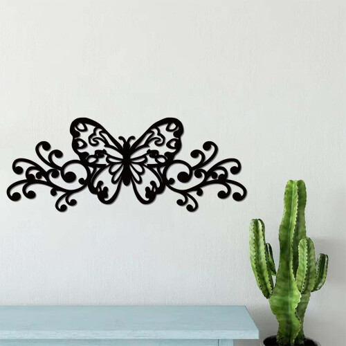 Black Metal Butterfly Wall Art Modern Decor 1 Piece 1