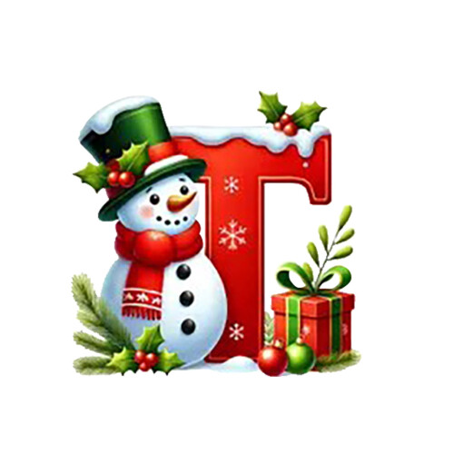 Snowman Initial Letter Ornament Red Christmas Tree Decor 1