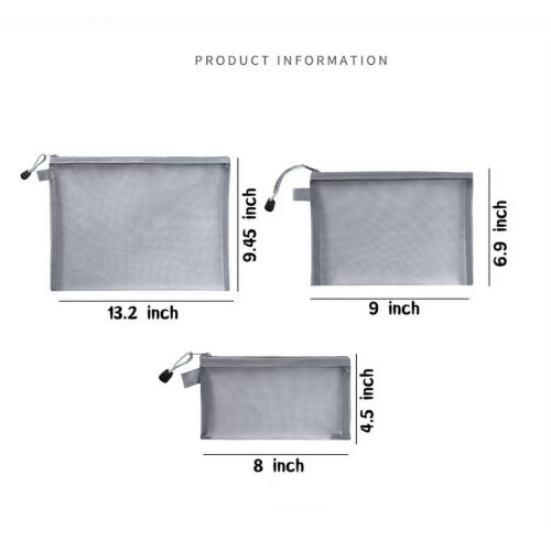Clear cosmetic bags set zip mesh pencil case 3-pack 1