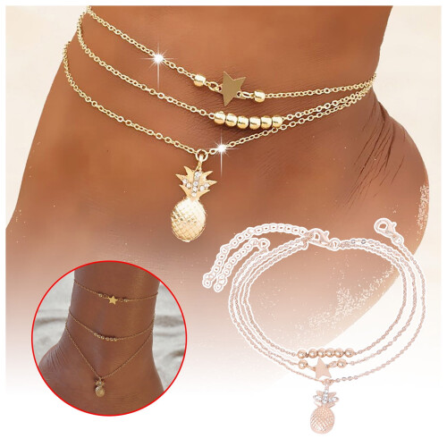 Alloy Pineapple Star Double-Layer Anklet 1