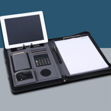 Portafolio portátil para negocios, estuche con asa, carpeta de portafolio de cuero sintético para la escuela, la oficina y conferencias.