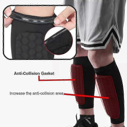 (XL, Blue 1piece) Shin Defender KidsShindefender Compression Sleeve with Honeycomb Pads 2
