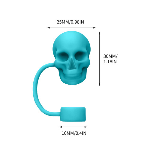 Skull Silicone Straw Toppers 10mm 6pcs 1