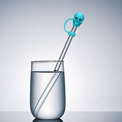 Skull Silicone Straw Toppers 10mm 6pcs 2