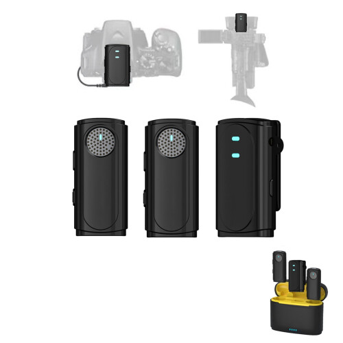 Wireless Lavalier Mic 3-in-1 with 2 Mini Mics Black