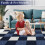 Runner Rug Navy Grey Plaid 2 ft x 6 ft 3