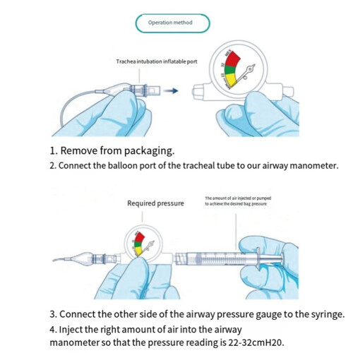 Tracheal Intubation Balloon Pressure Gauge 2 pcs 2