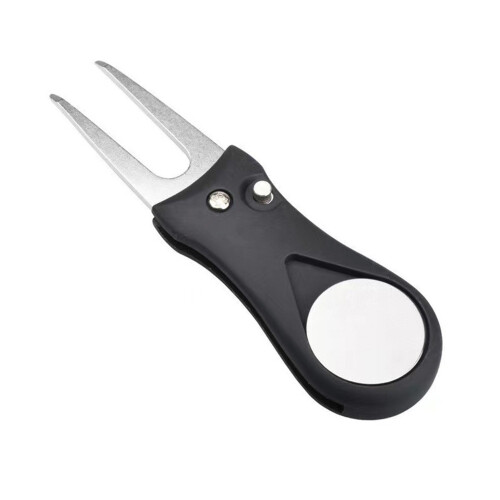 Golf divot repair tool stainless steel foldable magnetic