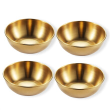 Tssuoun4 piezas de acero inoxidable Platos para salsa, sushi, especias y vinagre Platos para mojar Vajilla doméstica Postre para comedor Dorado