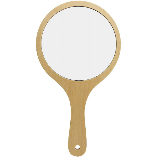 Handheld Round Salon Mirror with Wooden Handle 2