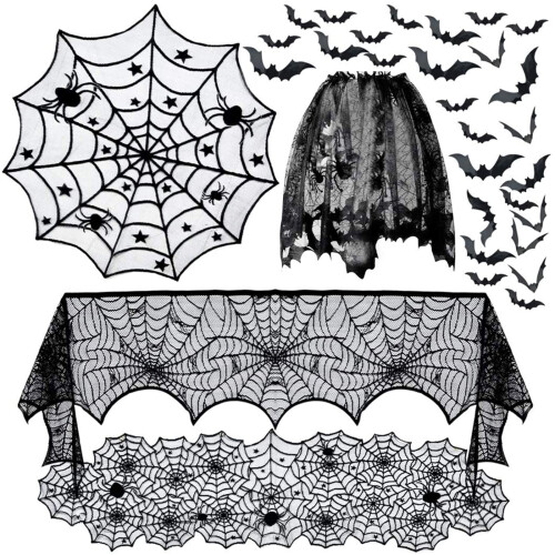Halloween decoration set for home 3D bats table runner