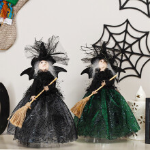 Witch Plush Doll Decoration 2 pcs Black Green