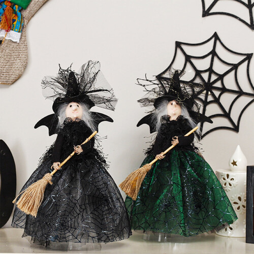 Witch Plush Doll Decoration 2 pcs Black Green