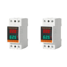 2X Kombinationsskena med Dubbla Displayer Enfas Digital Mätare Digital Din-Skena Effektmätare AC Voltmeter Amperemeter Energi