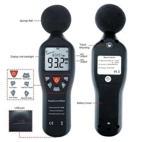Noise Sensor Decibel Meter 30-130 dB USB Recording 1