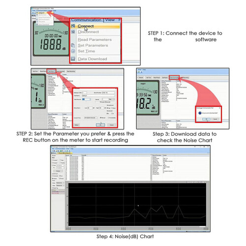 Noise Sensor Decibel Meter 30-130 dB USB Recording 2