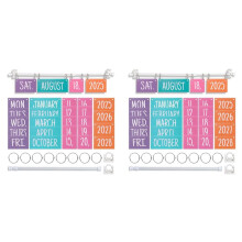 2X Rainbow Flip Calendar Bulletin Board Set with Holder, Adjustable Calendar Holder Includes 54 Date Cards