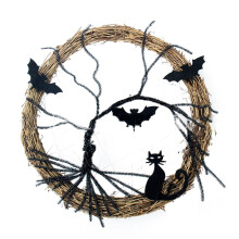 Halloween wreath purple lights glitter 24 inch