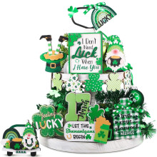 Husfou St. Patrick's Day tiered tray decor set 15 pcs