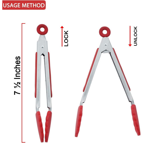 Pinça pequena Janrevotw com pontas de silicone, mini pinça de servir de 7 polegadas, conjunto de 3 (vermelho, azul e verde) 1