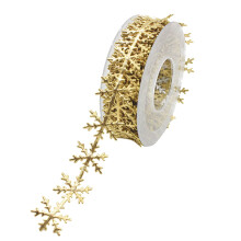 Gold Silver Imitation Leather Ribbon Snowflake Embossed 10M
