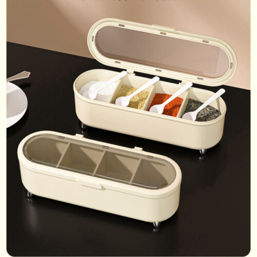 Seasoning case with spoons and divided storage rack 1 set
