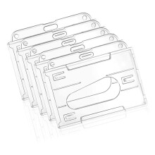 Hard Plastic Badge Holder Clear with Thumb Slot 5 pcs