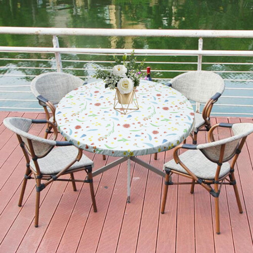 Round vinyl tablecloth with red heart pattern flannel 2