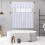 Kitchen Curtain and Valance Set Waffle Weave White 36 inch 2